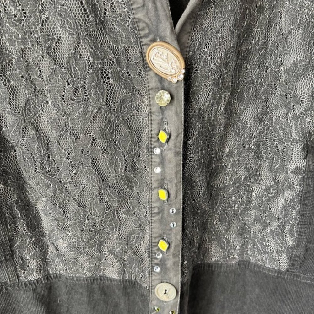 Elisa Cavaletti Club Long Sleeve Floral Lace Tunic Top size small Embroidery - Picture 6 of 13